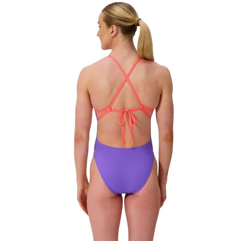 Speedo - Women's Club Training Solid Tie Back Swimsuit - Blue/Purple