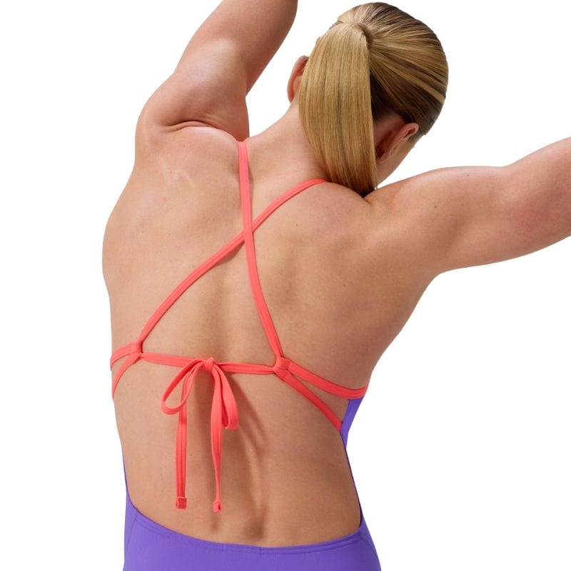 Speedo - Women's Club Training Solid Tie Back Swimsuit - Blue/Purple