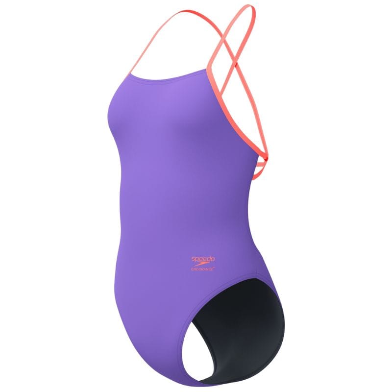 Speedo - Women's Club Training Solid Tie Back Swimsuit - Blue/Purple