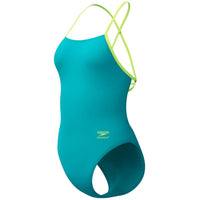 Speedo - Women's Club Training Solid Tie Back Swimsuit - Green/Yellow