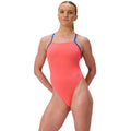 Speedo - Women's Club Training Solid Tie Back Swimsuit - Neon Coral/Navy