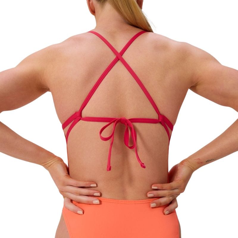 Speedo - Women's Club Training Solid Tie Back Swimsuit - Orange/Red