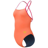 Speedo - Women's Club Training Solid Tie Back Swimsuit - Orange/Red