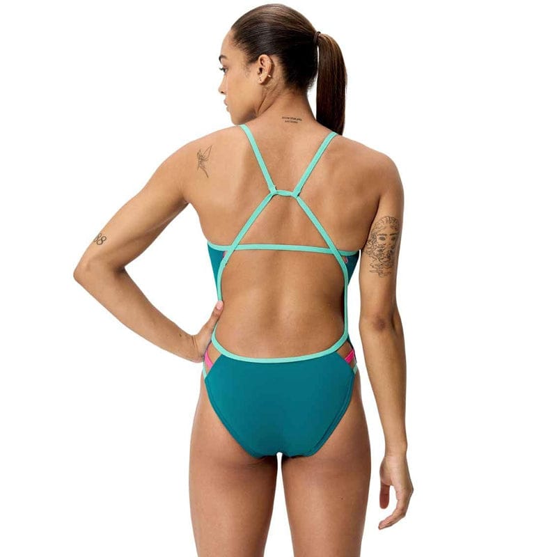 Speedo - Women's Club Training Solid Tri Back Swimsuit - Peacock