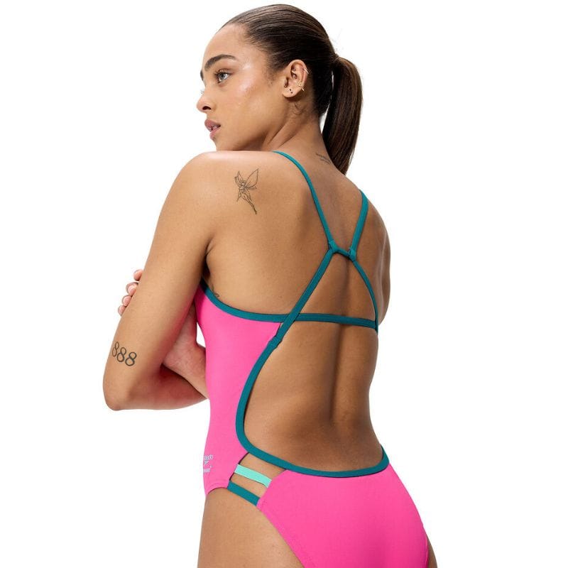 Speedo - Women's Club Training Solid Tri Back Swimsuit - Punchy Pink