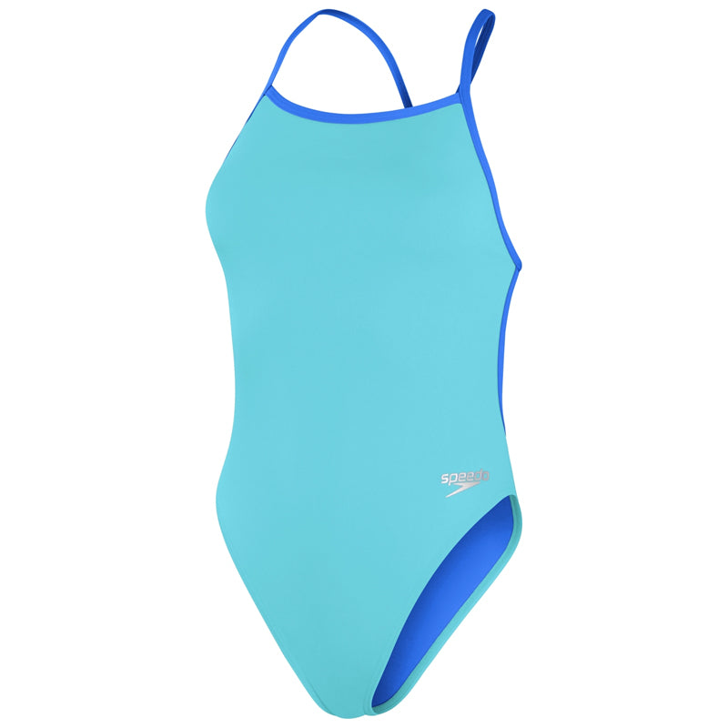 Speedo - Women's Club Training Solid Vback Swimsuit - Blue/Blue