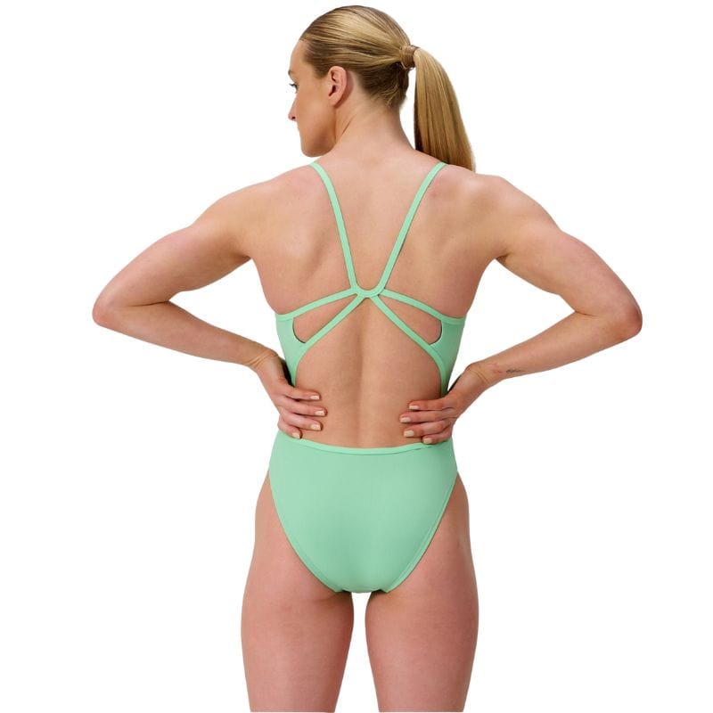 Speedo - Women's Club Training Solid Web Back Swimsuit - Pink/Green