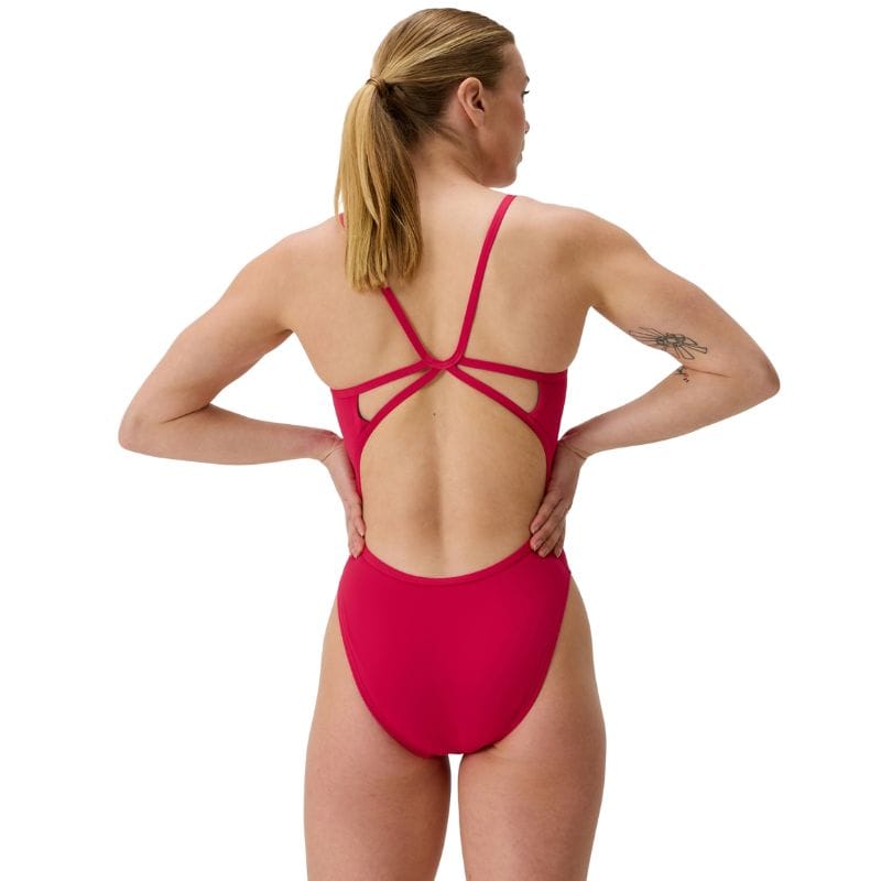 Speedo - Women's Club Training Solid Web Back Swimsuit - Red