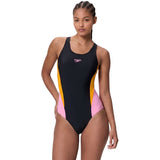 Speedo - Women's Colourblock Splice 2.0 Swimsuit - Anthracite/Creamsicle/Hope