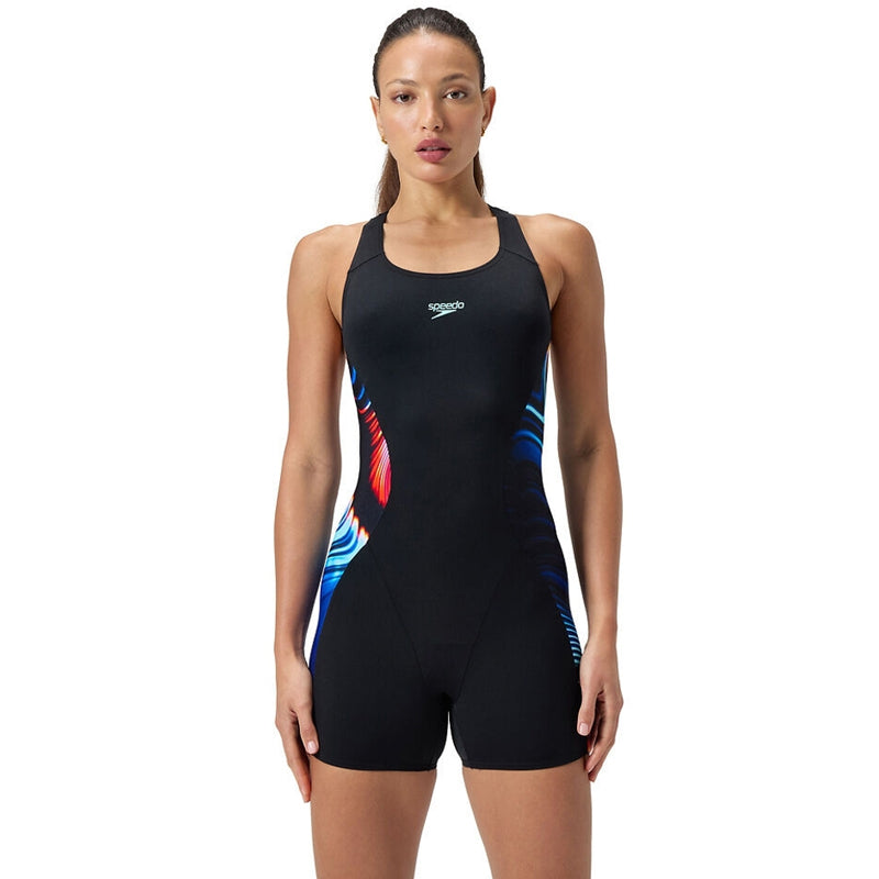 Speedo - Womens Digital Printed Legsuit - Black/Multi