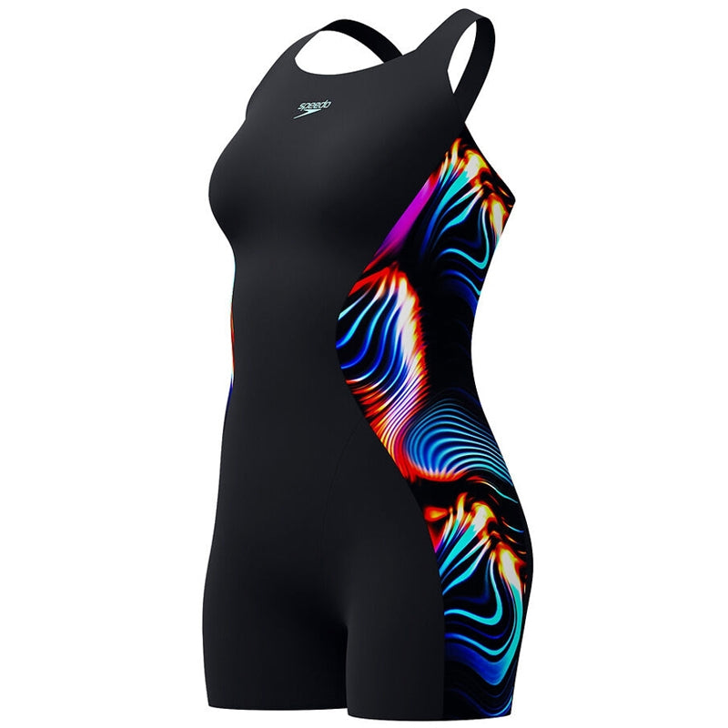 Speedo - Womens Digital Printed Legsuit - Black/Multi