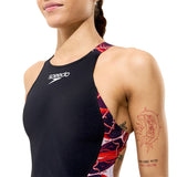 Speedo - Women's Fastskin Hyperpro Printed Openback Kneeskin - Black/Electric Veil