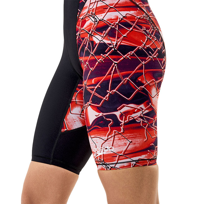 Speedo - Women's Fastskin Hyperpro Printed Openback Kneeskin - Black/Electric Veil