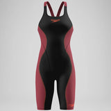 Speedo - Women's Fastskin HyperSpark Solid Openback Kneeskin - Black/Regal Red