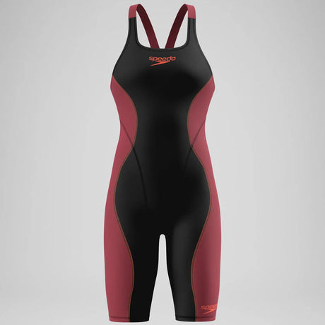 Speedo - Women's Fastskin HyperSpark Solid Openback Kneeskin - Black/Regal Red