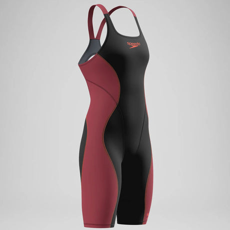 Speedo - Women's Fastskin HyperSpark Solid Openback Kneeskin - Black/Regal Red