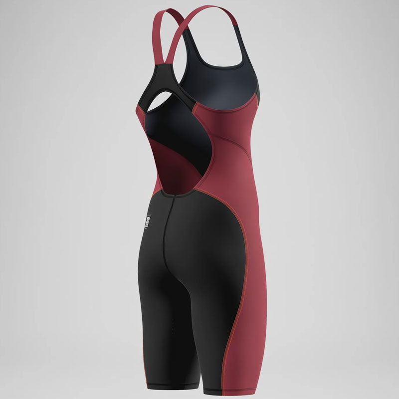 Speedo - Women's Fastskin HyperSpark Solid Openback Kneeskin - Black/Regal Red