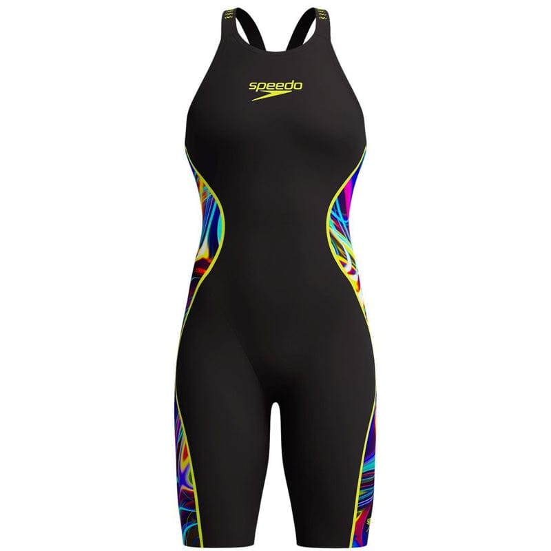 Speedo - Women's Fastskin LZR Pure Intent 2.0 Closedback Kneeskin - Black/Molten Blur/Hyper Yellow