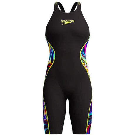 Speedo - Women's Fastskin LZR Pure Intent 2.0 Closedback Kneeskin - Black/Molten Blur/Hyper Yellow