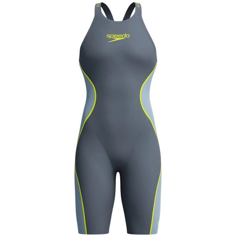 Speedo - Women's Fastskin LZR Pure Intent 2.0 Closedback Kneeskin - Grey Lead/Acadia Blue/Hyper Yellow