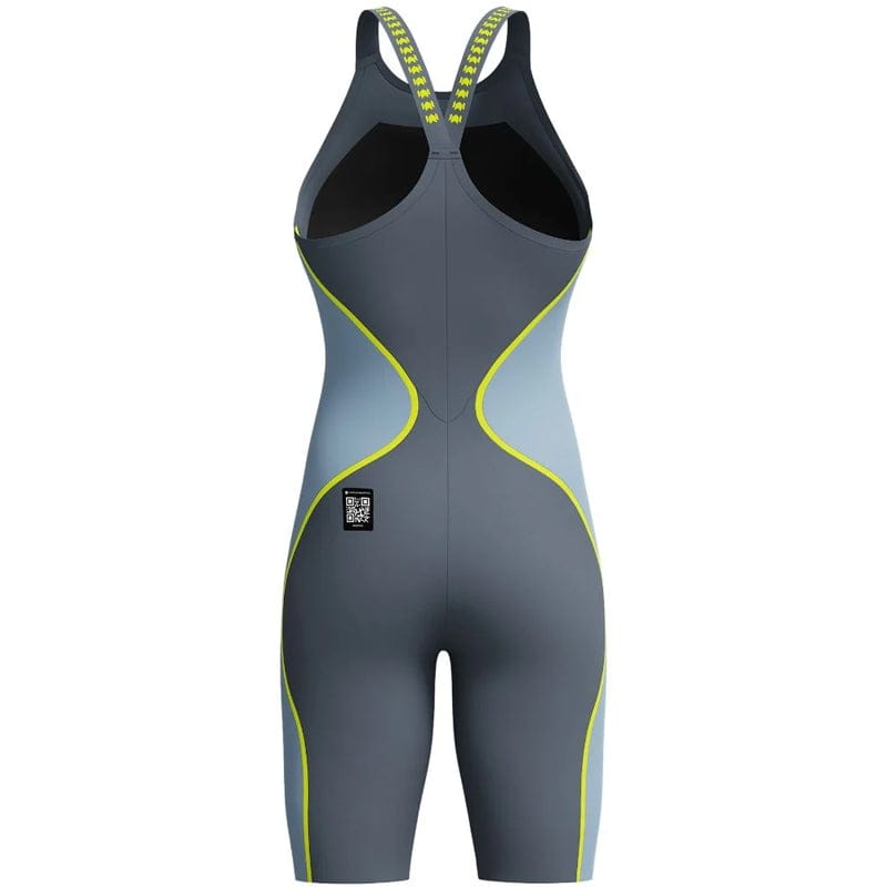 Speedo - Women's Fastskin LZR Pure Intent 2.0 Closedback Kneeskin - Grey Lead/Acadia Blue/Hyper Yellow