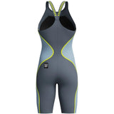 Speedo - Women's Fastskin LZR Pure Intent 2.0 Closedback Kneeskin - Grey Lead/Acadia Blue/Hyper Yellow