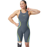 Speedo - Women's Fastskin LZR Pure Intent 2.0 Closedback Kneeskin - Grey Lead/Acadia Blue/Hyper Yellow