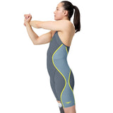 Speedo - Women's Fastskin LZR Pure Intent 2.0 Closedback Kneeskin - Grey Lead/Acadia Blue/Hyper Yellow