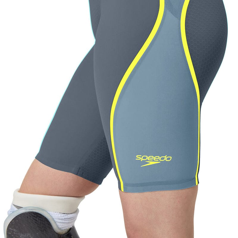 Speedo - Women's Fastskin LZR Pure Intent 2.0 Closedback Kneeskin - Grey Lead/Acadia Blue/Hyper Yellow