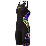 Speedo - Women's Fastskin LZR Pure Intent 2.0 Openback Kneeskin - Black/Molten Blur/Hyper Yellow