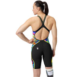 Speedo - Women's Fastskin LZR Pure Intent 2.0 Openback Kneeskin - Black/Molten Blur/Hyper Yellow
