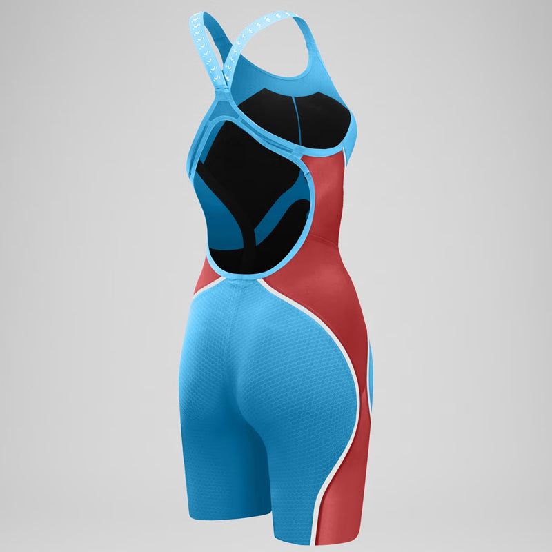 Speedo - Women's Fastskin LZR Pure Intent 2.0 Openback Kneeskin - Blue/Red