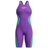 Speedo - Women's Fastskin LZR Pure Intent 2.0 Openback Kneeskin - Galaxy Grape/Mayan Blue/Hyper Yellow