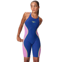 Speedo - Women's Fastskin LZR Pure Intent 2.0 Openback Kneeskin - Noble Navy/Jelly/Hyper Yellow