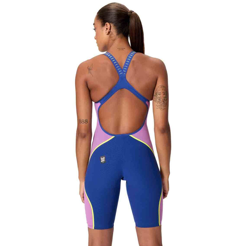 Speedo - Women's Fastskin LZR Pure Intent 2.0 Openback Kneeskin - Noble Navy/Jelly/Hyper Yellow