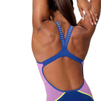 Speedo - Women's Fastskin LZR Pure Intent 2.0 Openback Kneeskin - Noble Navy/Jelly/Hyper Yellow