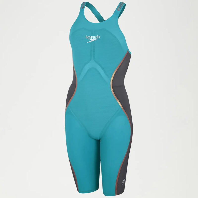 Speedo - Women's Fastskin LZR Pure Intent Aquabeam Openback Kneeskin - Green/Grey