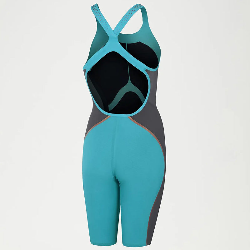 Speedo - Women's Fastskin LZR Pure Intent Aquabeam Openback Kneeskin - Green/Grey