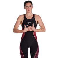 Speedo - Women's Fastskin LZR Pure Intent Openback Kneeskin - Black/Red