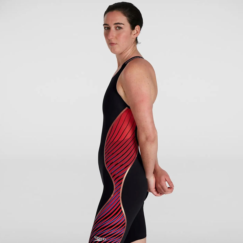 Speedo - Women's Fastskin LZR Pure Intent Openback Kneeskin - Black/Red