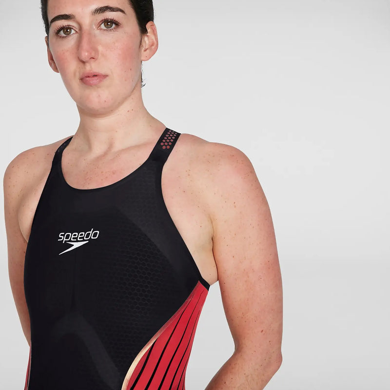 Speedo - Women's Fastskin LZR Pure Intent Openback Kneeskin - Black/Red