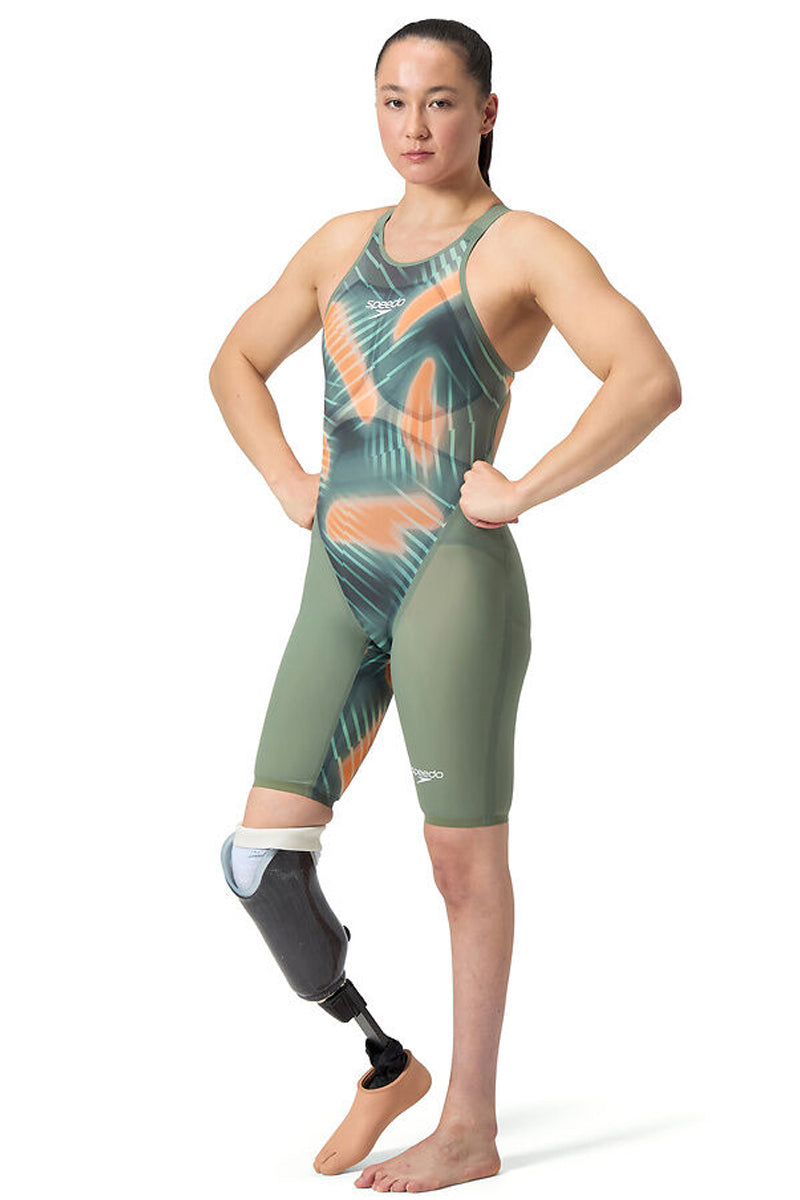 Speedo - Women's Fastskin LZR Pure Valor 2.0 Closedback Kneeskin - Green/Orange