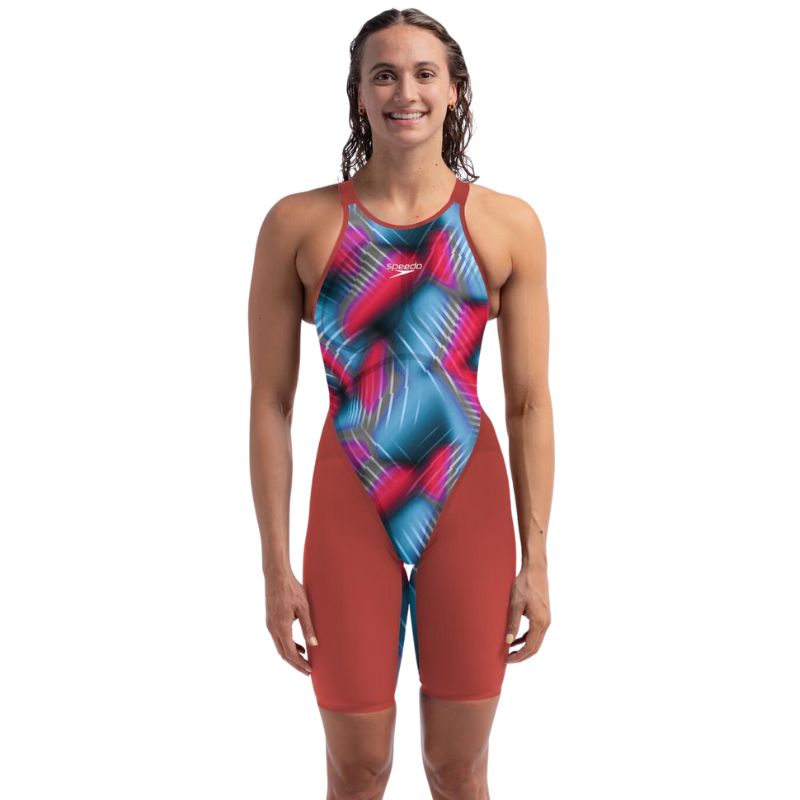 Speedo - Women's Fastskin LZR Pure Valor 2.0 Openback Kneeskin - Flame Red/Blue