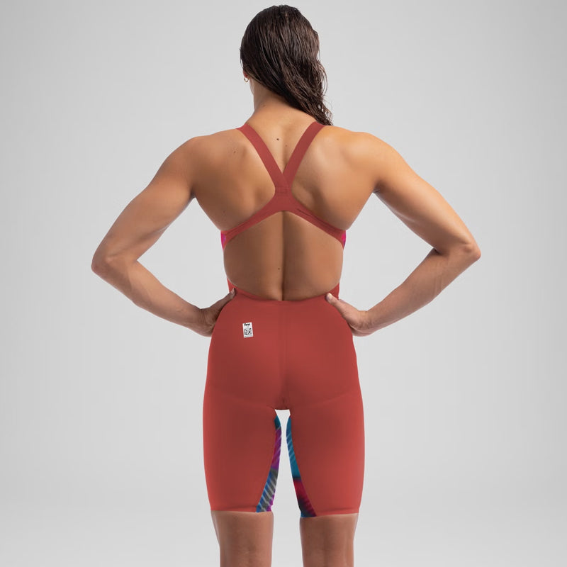 Speedo - Women's Fastskin LZR Pure Valor 2.0 Openback Kneeskin - Flame Red/Blue