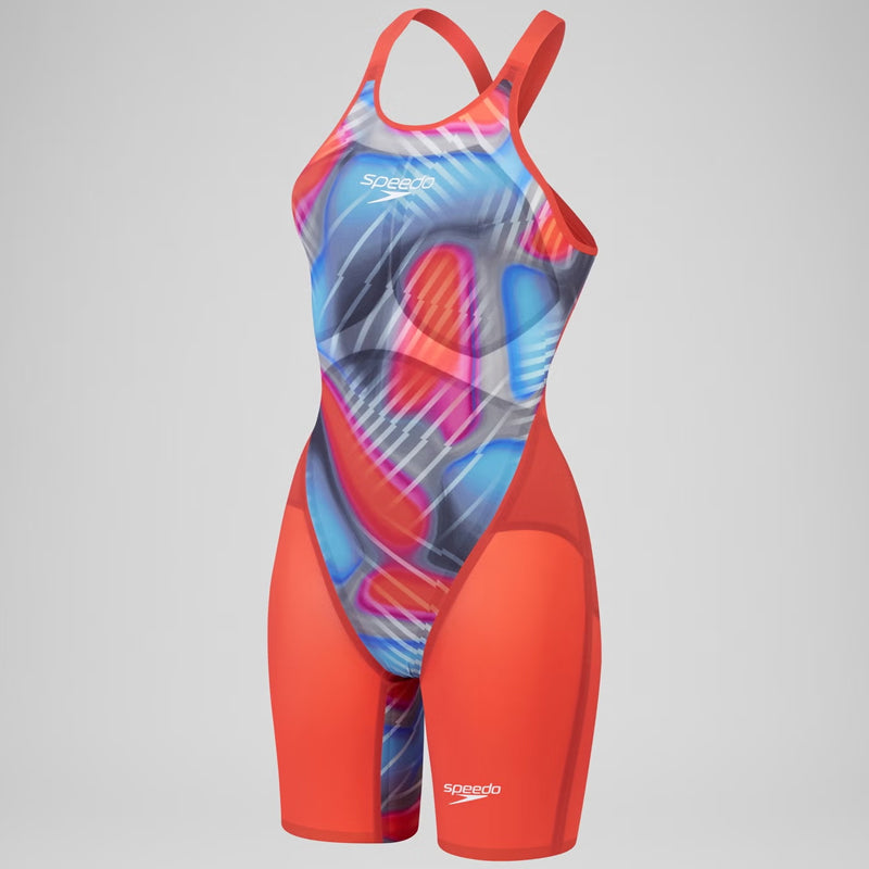 Speedo - Women's Fastskin LZR Pure Valor 2.0 Openback Kneeskin - Flame Red/Blue