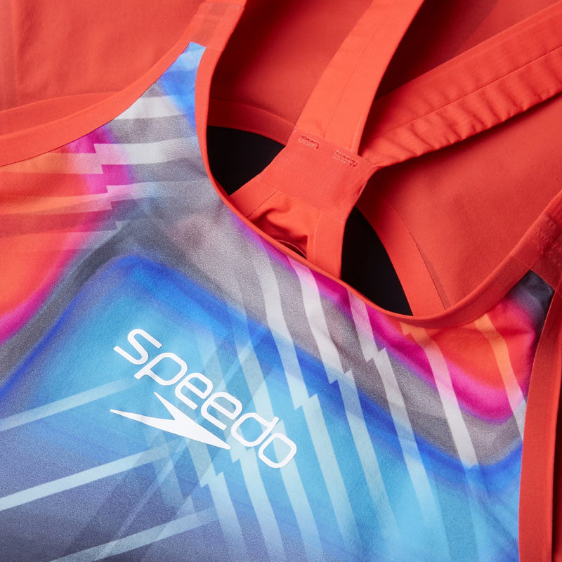 Speedo - Women's Fastskin LZR Pure Valor 2.0 Openback Kneeskin - Flame Red/Blue