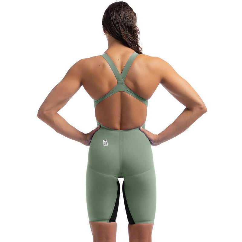 Speedo - Women's Fastskin LZR Pure Valor 2.0 Openback Kneeskin - Green/Black