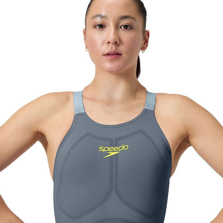 Speedo - Women's Fastskin LZR Pure Valor 2.0 Openback Kneeskin - Grey Lead/Acadia Blue