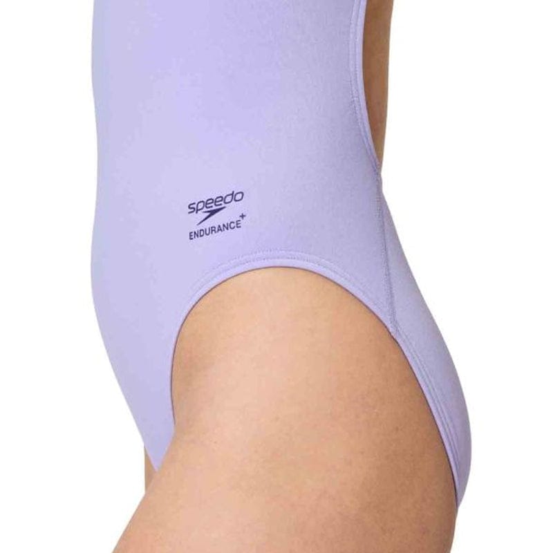 Speedo - Women's Solid Turnback Swimsuit - Bright Lavender
