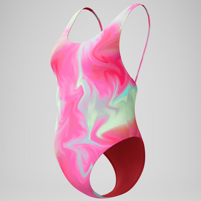 Speedo - Women's FLU3NTE Printed Convertible Swimsuit - Pink/Coral
